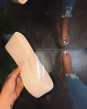 Platforma Plus Dimensiunea Femei Pantofi 2021 Noi Transparente Sexy cu toc Înalt de Vara pentru Femeie Sandale Colorate Unic Sandalias Mujer