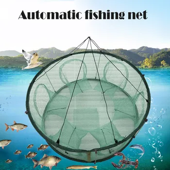 Portabil Automat De Plasă De Pescuit Capcana Cușcă Forma Rotunda Durabil Deschis Pentru Crab, Raci, Homar Pva Pescuit Sac Solubil Peche Carpe