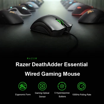 Razer DeathAdder Esențiale prin Cablu Gaming Mouse, 6400DPI Ergonomic Grad Profesional-Senzor Optic Razer Soareci Pentru Calculator Laptop