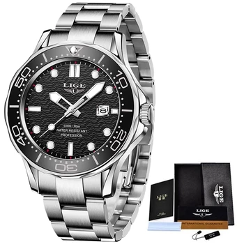 Reloj LIGE Brand de Top de Moda Sport Diver Ceas Pentru Bărbați din Oțel rezistent la apa Data de Ceasuri de Om Cuarț Încheietura Ceasuri Reloj Hombre