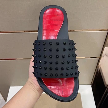 Roșu de vară Jos Împânzit Papuci Barbati Slide-uri de Sandale de Designer de Înaltă Calitate Interior Si Plaja Platforma Pantofi de sex Masculin