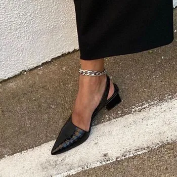 Sandale De Vara 2021 Sandalias Pantofi De Moda Pentru Femei Doamnelor Pătrat Toc Subliniat Toe Slip Pe Piele Pantofi Singur