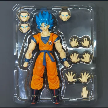 Shf Dragon Ball Z Super Albastru Goku Mobile Părul Albastru Super Saiyan Dumnezeu SS Figura Păpușă Jucărie Cadou