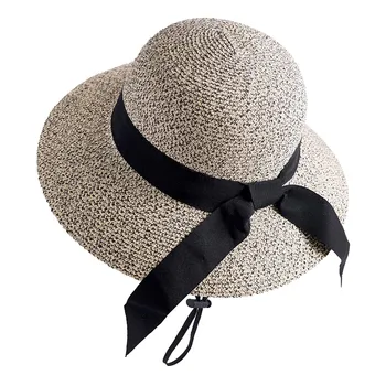 Simplu Pliabil Margine Largă Floppy Fete Pălărie De Paie Pălărie De Soare Pe Plaja Femei Pălărie De Vară În Aer Liber De Călătorie Pac Doamna Versatil Capac De Sex Feminin