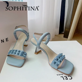 SOPHITINA din Piele de Vara Femei Pantofi Sandale Elegante, la Modă Nouă Nit Ciudat Toc Dressing Deget de la picior Pătrat 2021 FO482
