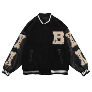 Streetwear Bombardier veste hommes femmes Hip Hop fourrure os Mozaic de culoare bloc vestes hommes Harajuku Baseball manteaux