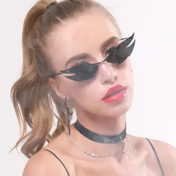 TEENYOUN Femei fără ramă de ochelari de Soare Moda Vintage Unic Ochi de Pisica Steampunk Foarfece de sex Feminin Gafas Formă Ascuțită Shades Ochelari de Soare