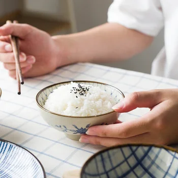 Traiditional Stil Japonez Boluri Adânci de Mână-pictat 4.7 Inch Portelan Boluri de Orez Cina în Bucătărie Boluri