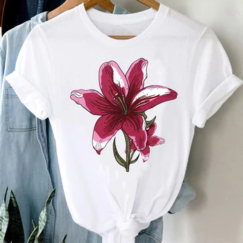 Tricouri Femei Desene animate Florale de Flori de Vară, Haine de Moda cu Maneci Scurte elegante T Tricou Top Lady Imprimare Tricou T-Shirt
