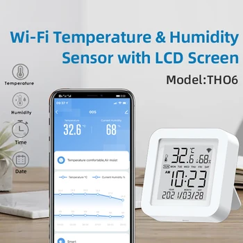 Tuya de Viață Inteligentă WIFI Senzor de Temperatură și Umiditate Interior Higrometru-Termometru Cu Display LCD de Sprijin Alexa Google Asistent