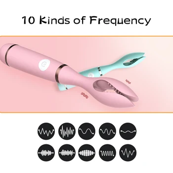 USB de Încărcare Vibrații Masaj Clip Dublu Vibrator pentru Sfârcuri Stimulator pentru Clitoris Femeie Adult Sextoys Femmes
