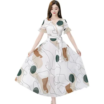 Vară Șifon Rochii pentru Femei Stil coreean Rochii Lungi pentru Femei Petrecerea de Nunta Marina Haine Largi pentru Femei