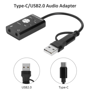 Virtual 7.1 Audio Stereo Adaptor placa de Sunet Pentru Laptop PC USB2.0 Tip C Calculator Plug and Play 3D 3.5 mm Jack Microfon Extern