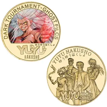WR 5pcs Japanse Anime YuYu Hakusho Placat cu Aur, Monede de Colecție Moneda Anime Original Monede Set Cadou pentru copii Copii