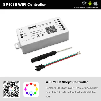 WS2812B WS2812 IndividuaIIy AddressabIe RGB Led Strip Lumina 20m Kit DC5V Led Transformator de Putere SuppIy SP108E Wifi ControIIer