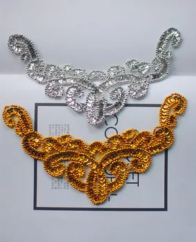 YACKALASI 10 Buc/Lot Aur Paiete Aplicatie din Margele articole pentru acoperirea capului Cosplay Costum Ornamente de Aur Și Argint de Înaltă Calitate Guler 13*22.5 cm