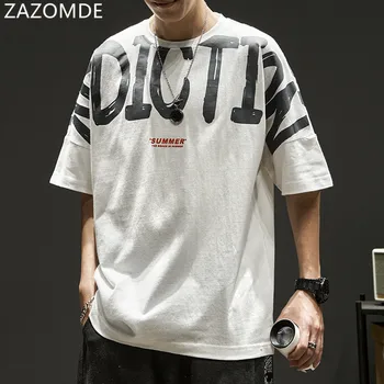 ZAZOMDE Camasa Pentru Barbati Hip Hop Întuneric Streetwear Tricou Scrisoare de Imprimare Harajuku Vara cu Maneci Scurte T-Shirt Bumbac Topuri Tricouri Supradimensionate