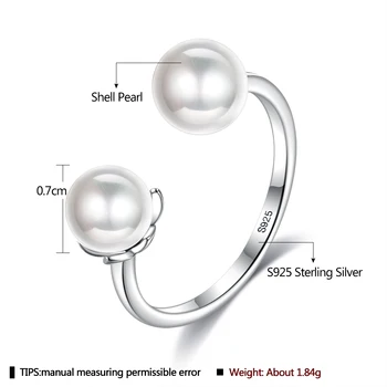 ZEMIOR 925 Sterling Silver Shell Pearl Eleganta Inele Pentru Femei Reglabil Deschide Aniversare Inel Bijuterii Fine New Sosire