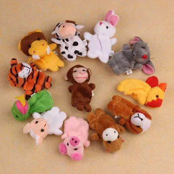 Zodiac moale animale de păpuși de deget jucărie, jucărie de pluș jucărie pentru copii animale de companie de familie deget marionetă de lemn L4