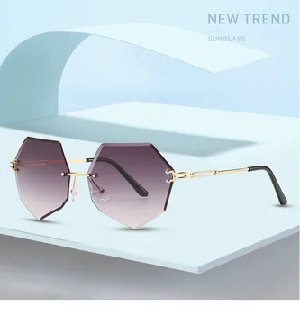 ZXRCYYL Design 2021 Moda Doamnă fără ramă de ochelari de Soare pentru Femei Brand Designer de Epocă Cadru din Aliaj Clasic de Ochelari de Soare Nuante Oculos