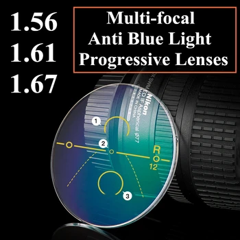 1.56 1.61 1.67 Indicele De Formă Liberă Multi-Focus Progresive, Lentile Optice Baza De Prescriptie Medicala Miopie Hipermetropie Ochelari Lentile