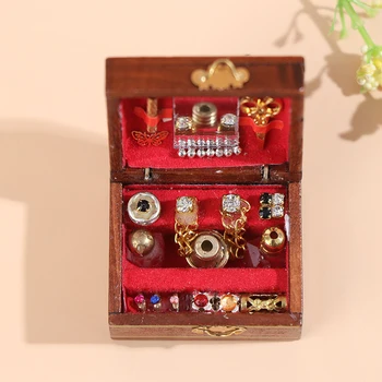 1 buc 1:12 Mini Caseta de Bijuterii Model de casă de Păpuși, Miniaturi pentru Copii DIY Miniaturi Mobilier Casa Papusa Jucărie Accesorii