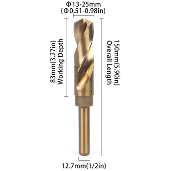 1 BUC 12mm-25mm din Oțel de Mare Viteză Twist Drill Bits 150mm 1/2