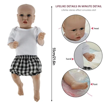 1 Buc 55cm Silicon Renăscut Baby Doll Renăscut Copilul Moale cu o Cârpă Corpul Realist Papusa de Joc Jucarii pentru Copii Playmate Păpuși Cadouri