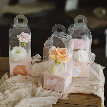 1 BUC Pvc Clar Ambalaj Cutie Cadou de Ziua Mamei de Ziua Îndrăgostiților Festivalul Floare de Ambalare Portabil Transparent Cutii de Cadouri