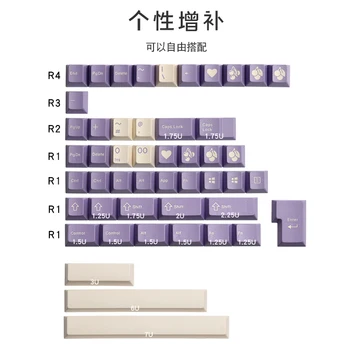 1 set/153keys PBT Doi lapte de culoare violet capac cheie ABS tastatură mecanică capac cheie pentru cherry MX comutator