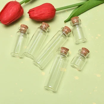 10BUC/lot Mini Sticle de Sticlă cu Dop de Plută Clar Flacon Sticla Decor Nunta
