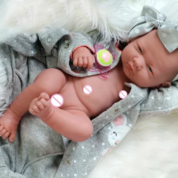 14inch Nou-născut Silicon Papusa de Vinil Piele Lavabil Papusa + Accesorii Viața Ca O zi Biberon Silicon Baby Doll NC(de Origine)