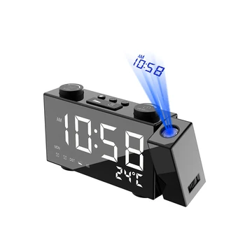 180° Proiectie Ceas cu Alarmă pentru Dormitor,Tavan Proiector Ceas cu 6