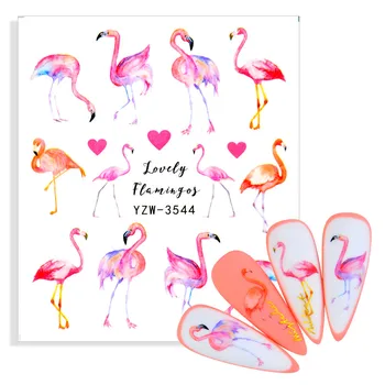 1buc Decalcomanii de Unghii Drăguț desen Animat Litere Flamingo Glisante Nails Art Transfer de Apă Autocolante Manichiura Decoratios Filigran Tatuaj
