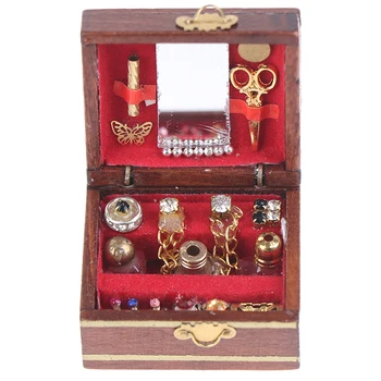 1Set Mini Caseta de Bijuterii Model de casă de Păpuși, Miniaturi pentru Copii DIY Miniaturi Papusa casă de Păpuși Decor