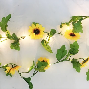 2,5 M Zână Șir Led Lumina Soarelui Flori Artificiale Plante de Viță de vie Ghirlanda de Cupru Flexibil Lampa Pentru Petrecere de Vacanță DIY Agățat Decor