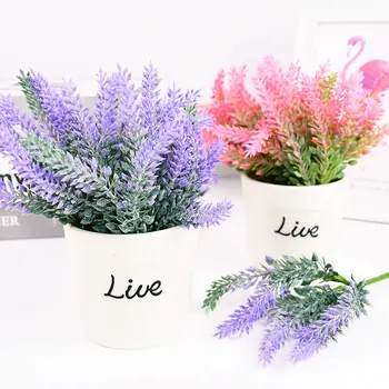 2 buchet Romantic Provence Lavender Flori Artificiale Fals Plante din Plastic de Lavanda Cereale Decorative pentru Casa Decorare Nunta