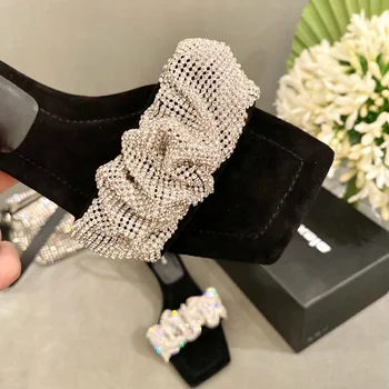 2021 Modă Plus Dimensiune 43 De Femei cu Toc Sandale cu Diamante Decor de Designer Sandale pentru Femeie Pantofi Sexy Pompe de 6cm Tocuri