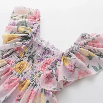 2021 Nou de fete de zbor maneca florale rochie de vara idilic flori șifon fusta suspensor doamnelor fusta copii rochii pentru fete