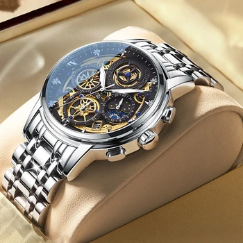 2021 Noua Moda Bărbați ' s Ceas din Oțel Inoxidabil Top Brand de Lux Impermeabil Sport Cronograf Cuarț Bărbați Relogio Masculino