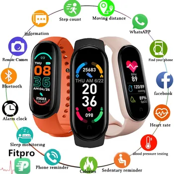 2021 Noul M6 Ceas Inteligent Bărbați Femei Fitness Sport Inteligent Trupa Fitpro Versiune Bluetooth Muzica Rata De Inima Fac Poze Smartwatch
