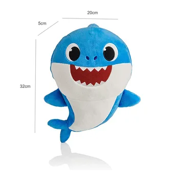 23cmKawaii flash pentru copii muzica de rechin jucărie de pluș de desene animate anime animal de pluș jucărie băiat fată de Crăciun cadou de ziua de nastere
