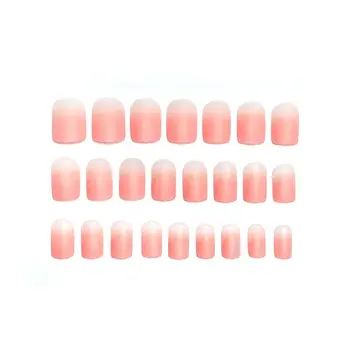 24buc/Set Destul de Gradient de culoare Roz Unghii False Pre-proiectare de Scurtă Mat Unghii False cu Adeziv Fete de Unghii Acrilice Decal Apăsați pe Unghii