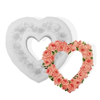3d a Crescut Inima în Formă de Fondante Mucegai Relief Dragoste Ghirlanda Mucegai pentru Nunta Valentine Tort de Decorare DIY de Copt