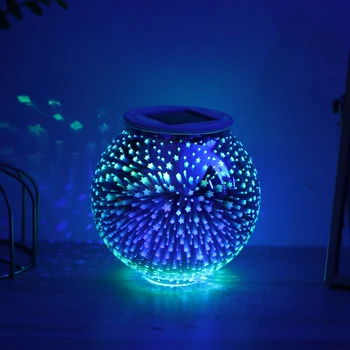 3D Cerul Înstelat Lumina Abajur de Sticla Colorate Artificii Solare Decorative Unice Lumină de Control cu LED-uri de Lumină Solară Cadou Lumină
