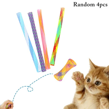 4/8PCS Culoare Aleatorii Cat Tub de Primăvară Interactive Toy Set Amuzant Stretchable Cat de Primavara Colorate Jucarie Pisicuta Bobina de Jucărie Jucării de Formare