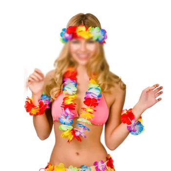 4buc Ghirlanda Hawaiiana Colier de Flori de Lux Brățară Petrecere Hawaii Beach Decor