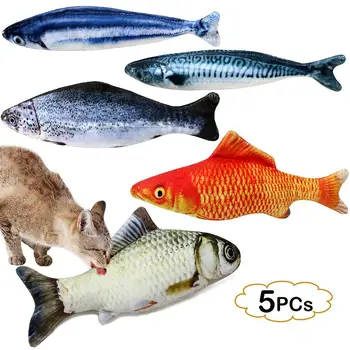 5Pcs 3D Formă de Pește Pisică Jucărie Cadouri Catnip Pește Umplut Perna Papusa de Simulare Joc de Pește Jucărie Pentru Pisică Produs
