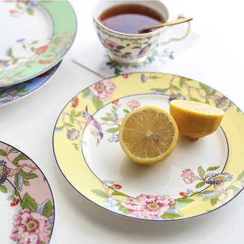8inch high-end bone china plăci stil Britanic ceai de după-amiază farfurie de desert friptura de spaghete placa creative pasăre design plate