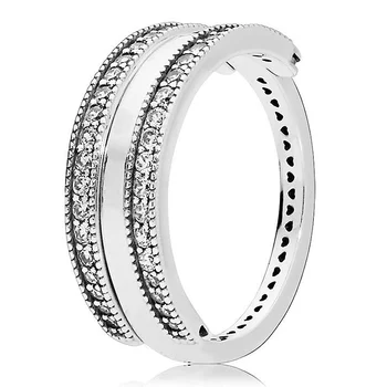 925 Inel Argint Reversibile Inimile Cu Cristal Inel Pentru Femei Petrecerea De Nunta Bijuterii De Moda